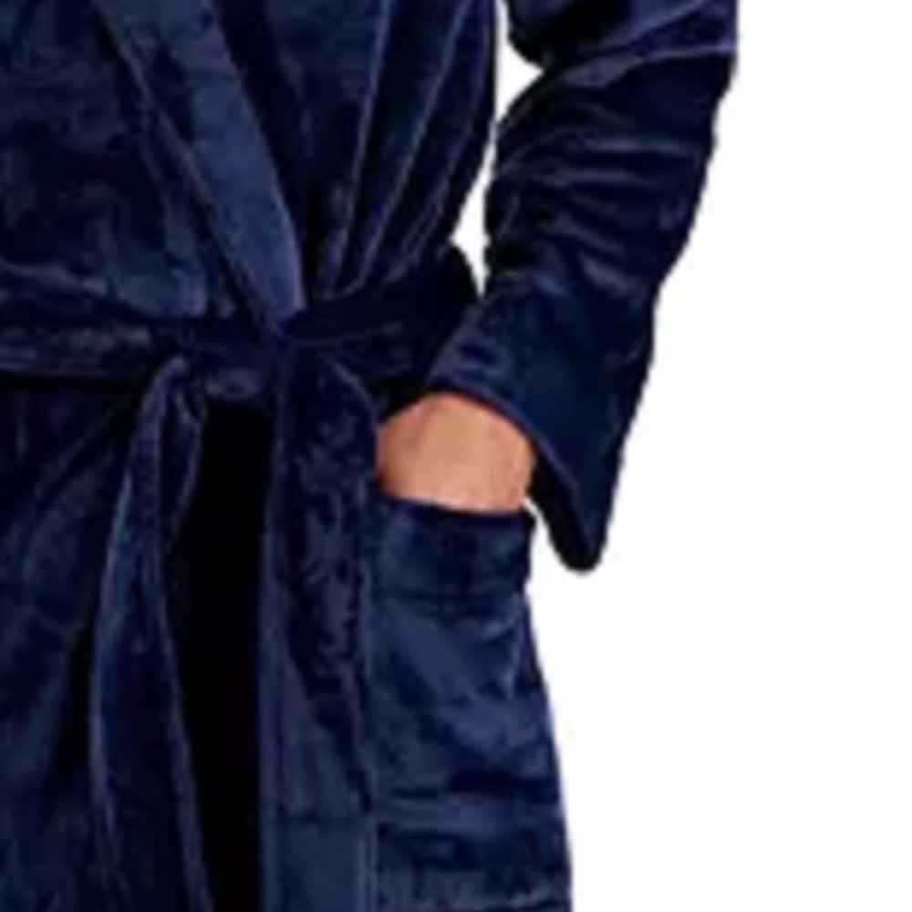new BARITONE BLUE Club Room Super-Soft Plush Pajama Robe in Men's Size L / XL - Picture 5 of 6